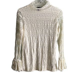 Worthington Lace Turtleneck Top Small